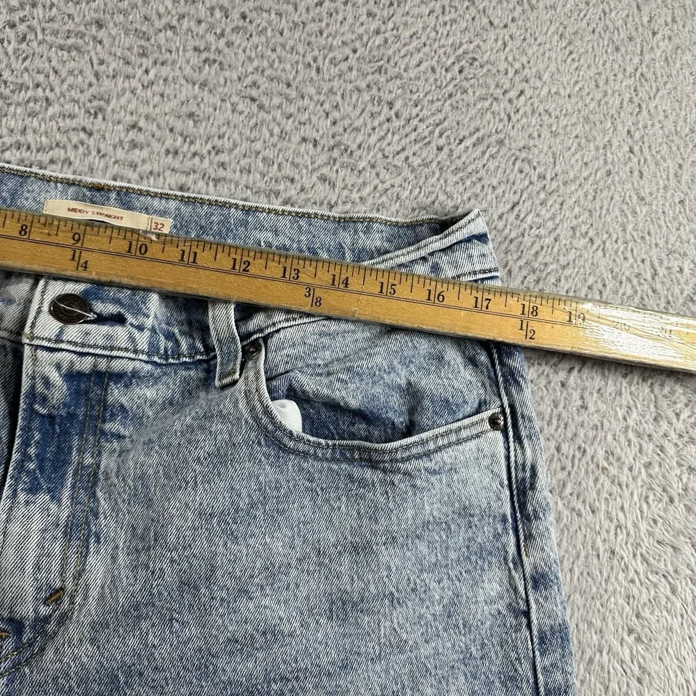Levi's Jeans Middy Straight 32x30 Acid Wash Stretch Retro‎ Light Wash
